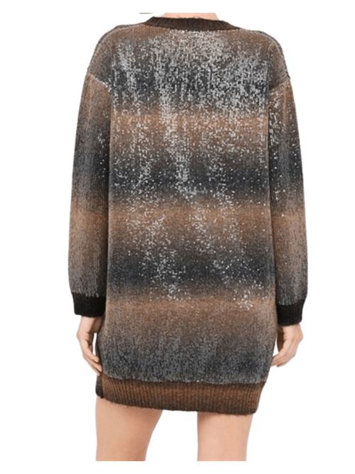 Abito corto con paillettes all-over sullo sfondo sfumato nei toni di marrone. LIU JO | MF5488-MA14RS9472
